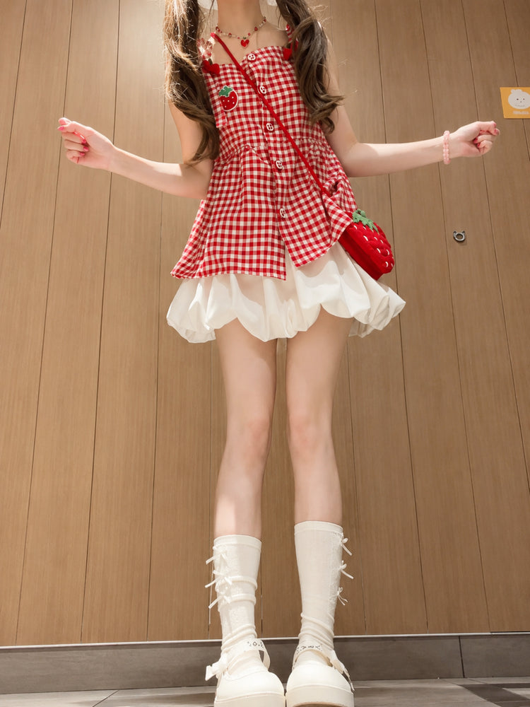 Strawberry Diary Top & Bubble Skirt-Sets-ntbhshop