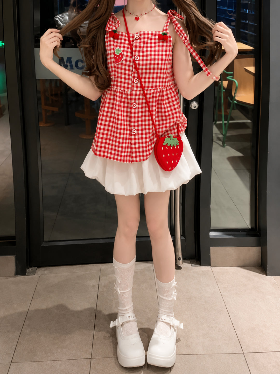 Strawberry Diary Top & Bubble Skirt-Sets-ntbhshop
