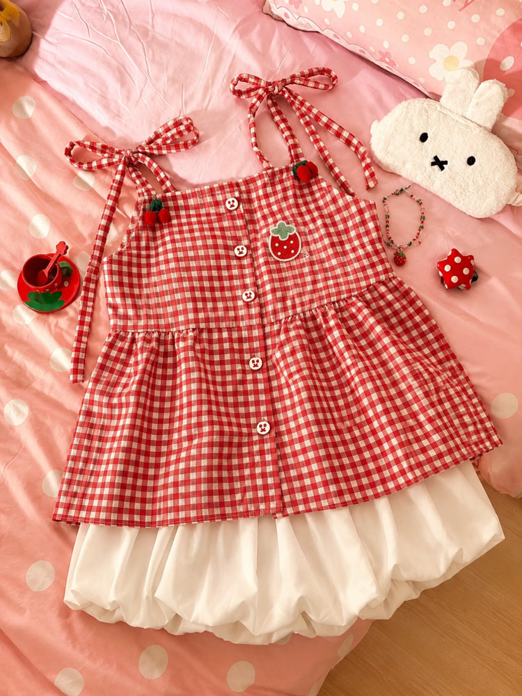Strawberry Diary Top & Bubble Skirt-Sets-ntbhshop