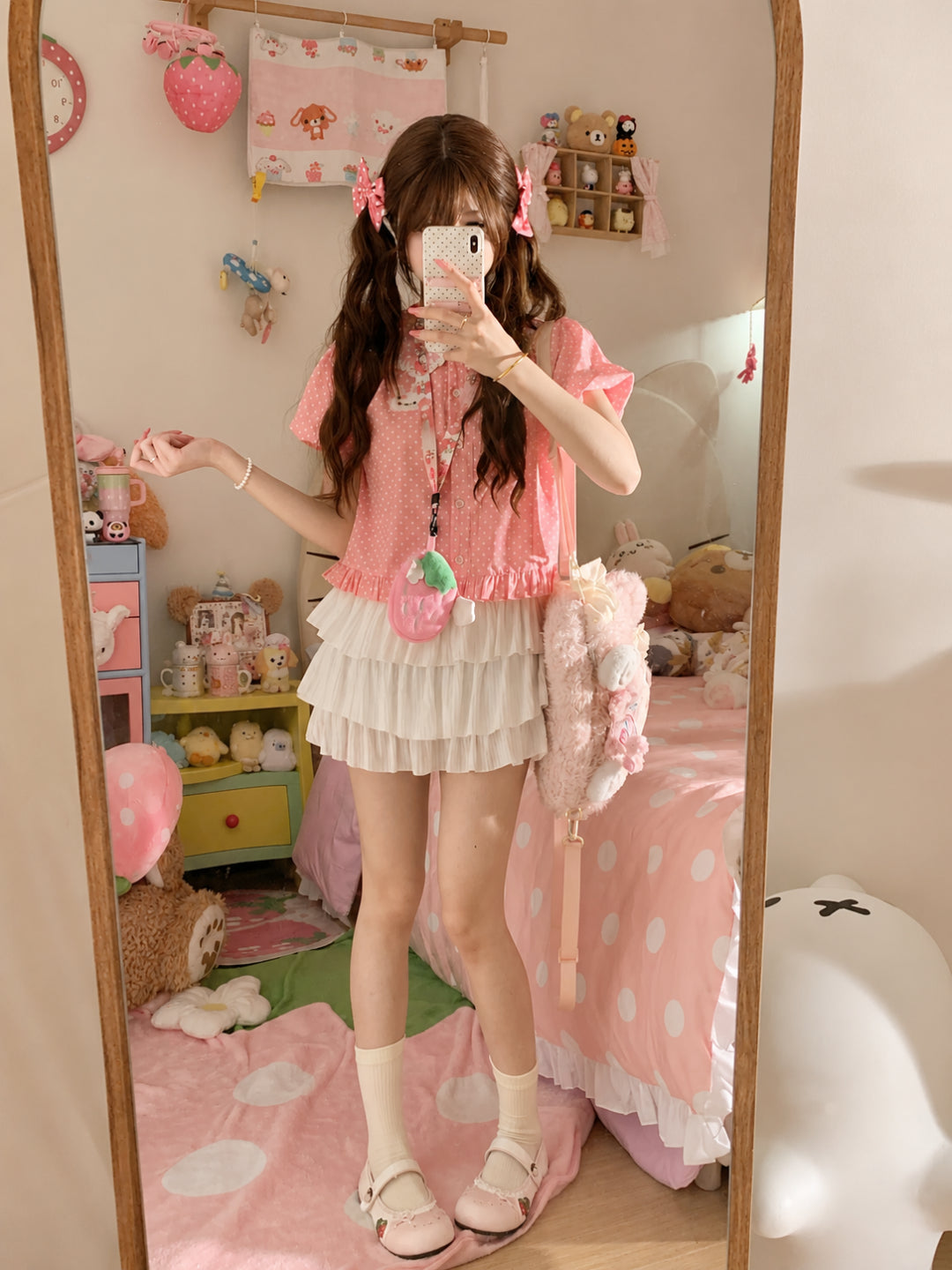 Strawberry Diary Doll Collar Blouses-Tops-ntbhshop