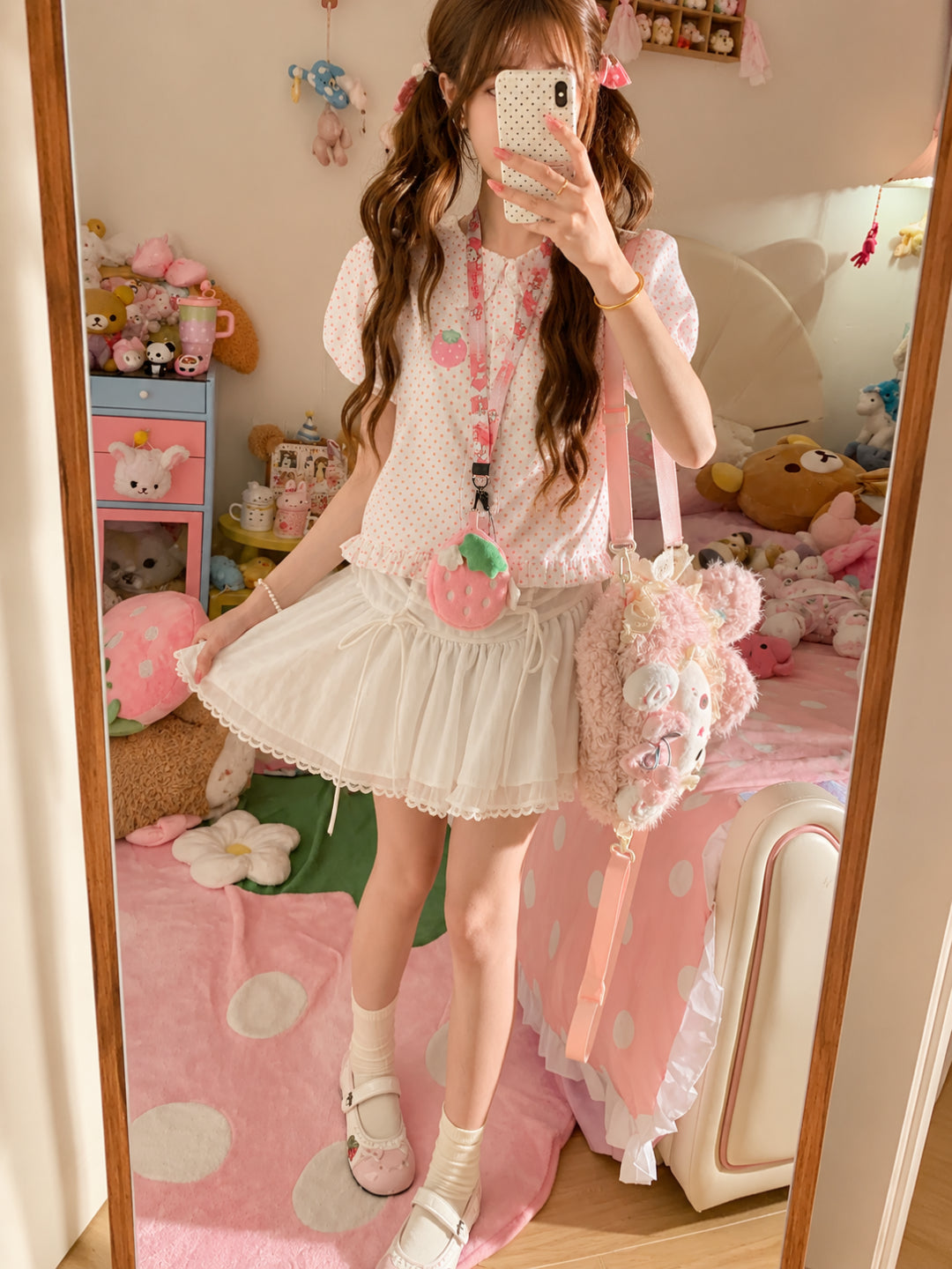 Strawberry Diary Doll Collar Blouses-Tops-ntbhshop