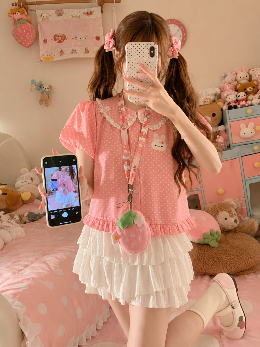 Strawberry Diary Doll Collar Blouses-Tops-ntbhshop