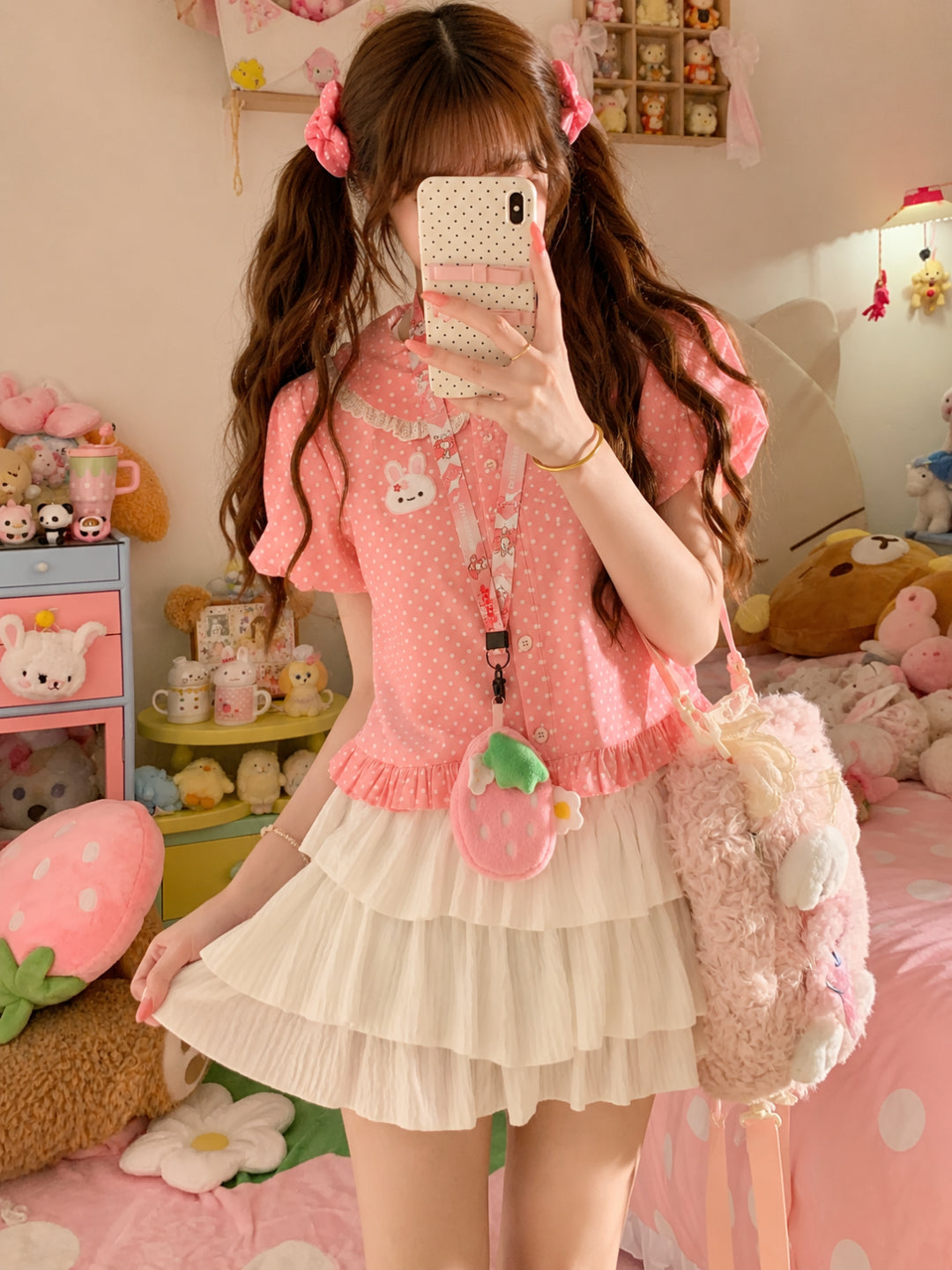 Strawberry Diary Doll Collar Blouses-Tops-ntbhshop