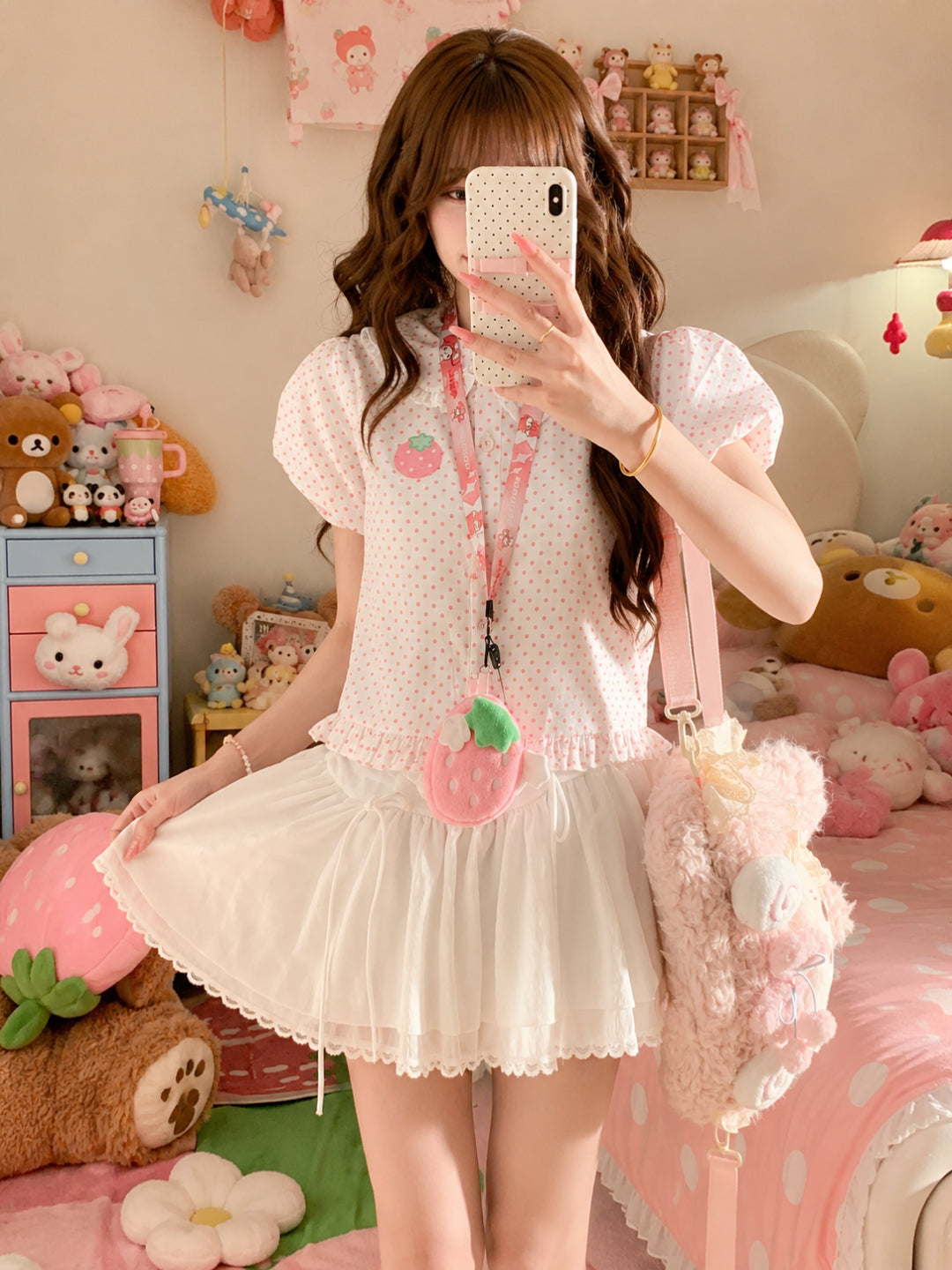 Strawberry Diary Doll Collar Blouses-Tops-ntbhshop