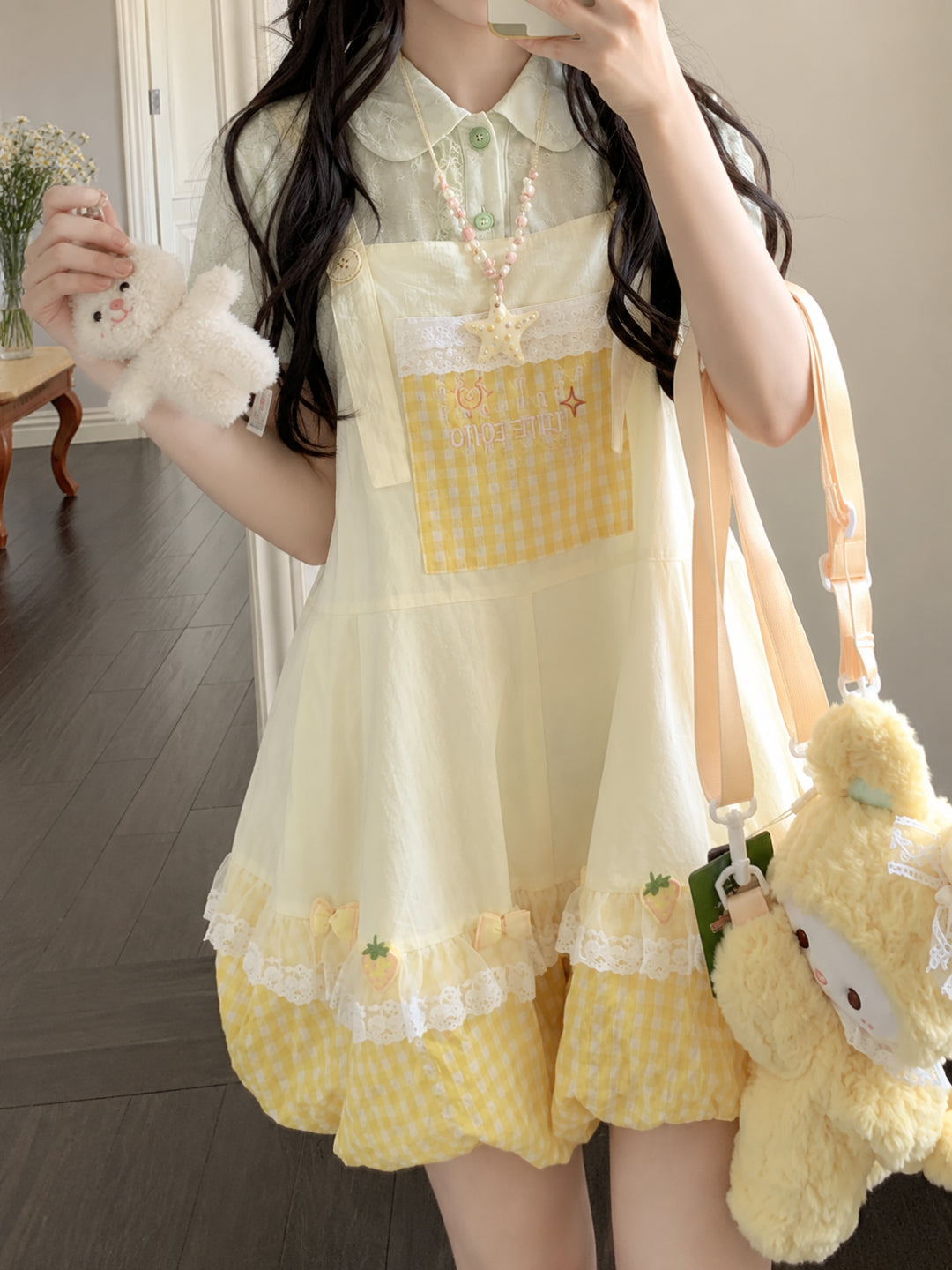 Berry Bloom Gingham Overall Shorts-Bottoms-ntbhshop