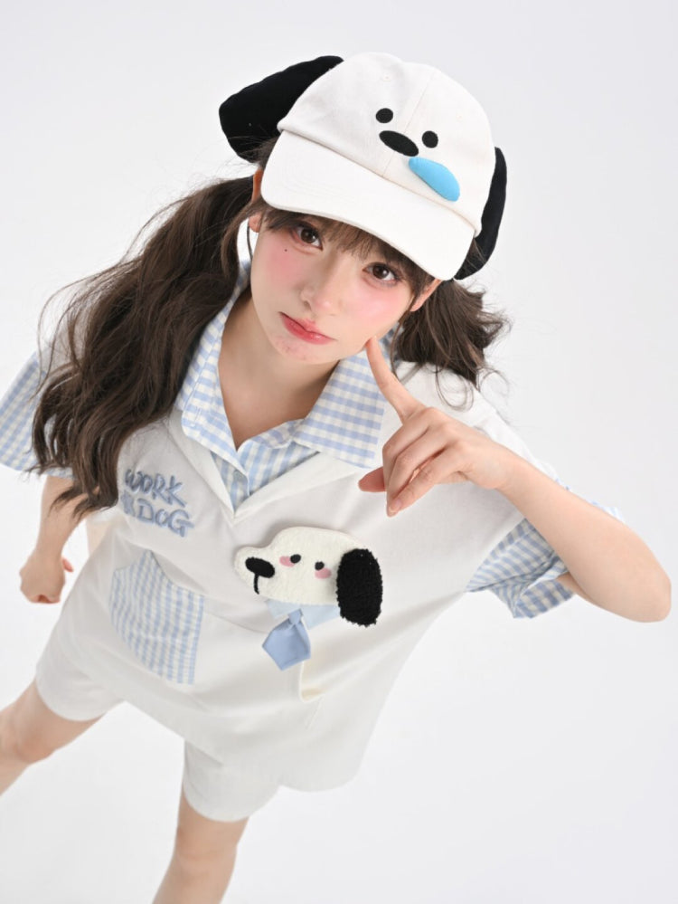 Milk Puppy Plaid Hoodie Tee-Tops-ntbhshop