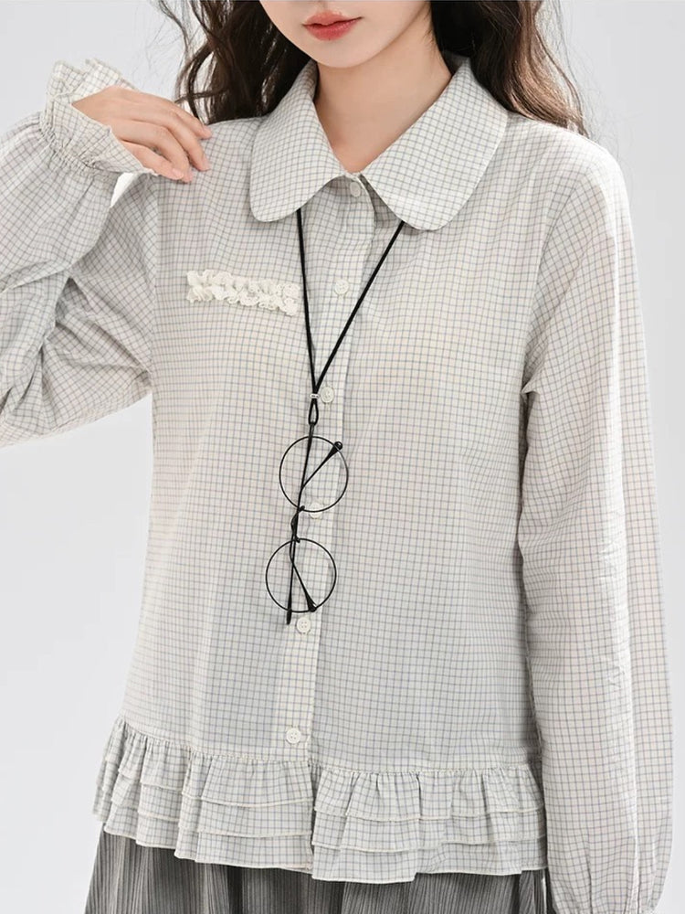 Soft Lecture Doll Gingham Blouse-ntbhshop