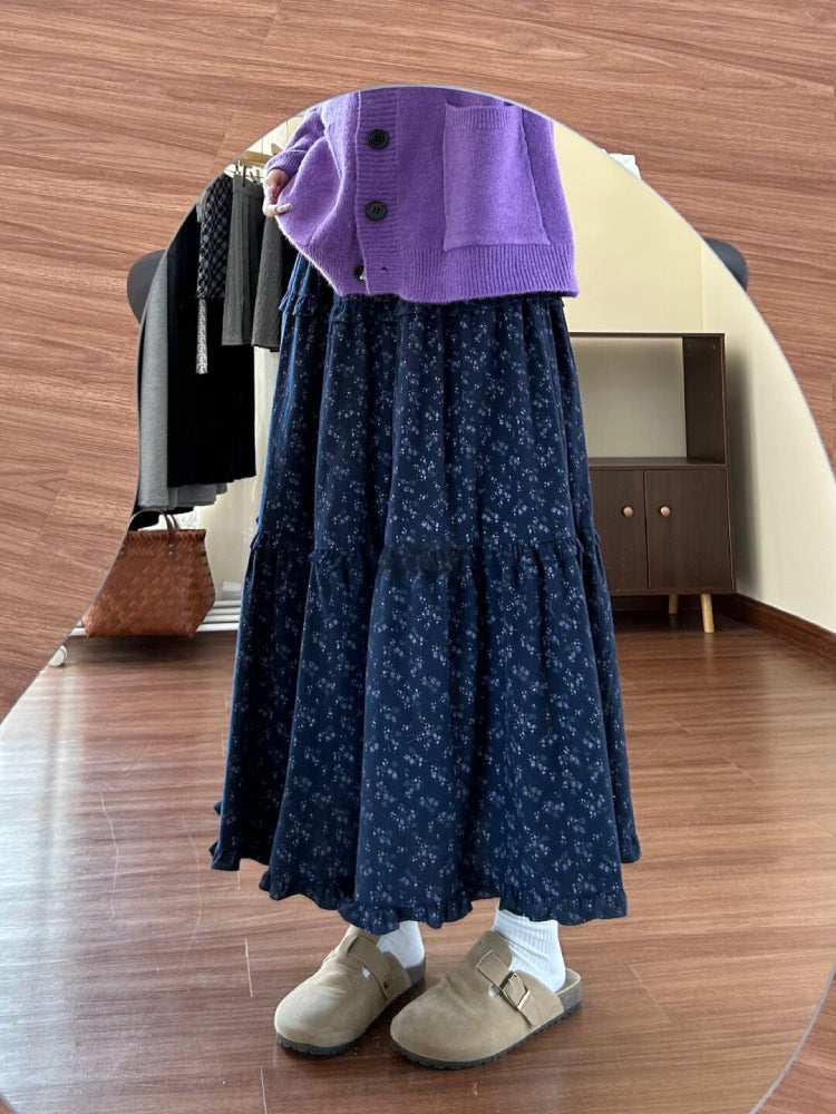 Retro Floral Midi Cake Skirts-ntbhshop