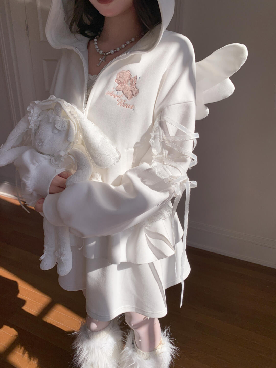 Milk Angel Bear Sweat Jacket & Skirt-Sets-ntbhshop