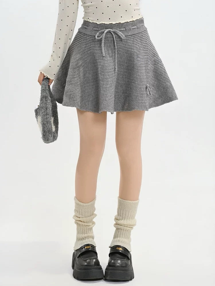 Soft Bow Knit Skirts-Bottoms-ntbhshop