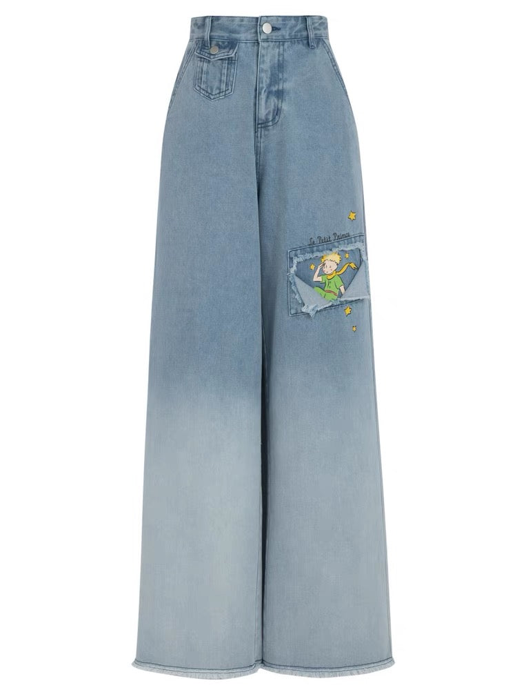 The Little Prince High Waisted Gradient Straight Jeans-ntbhshop