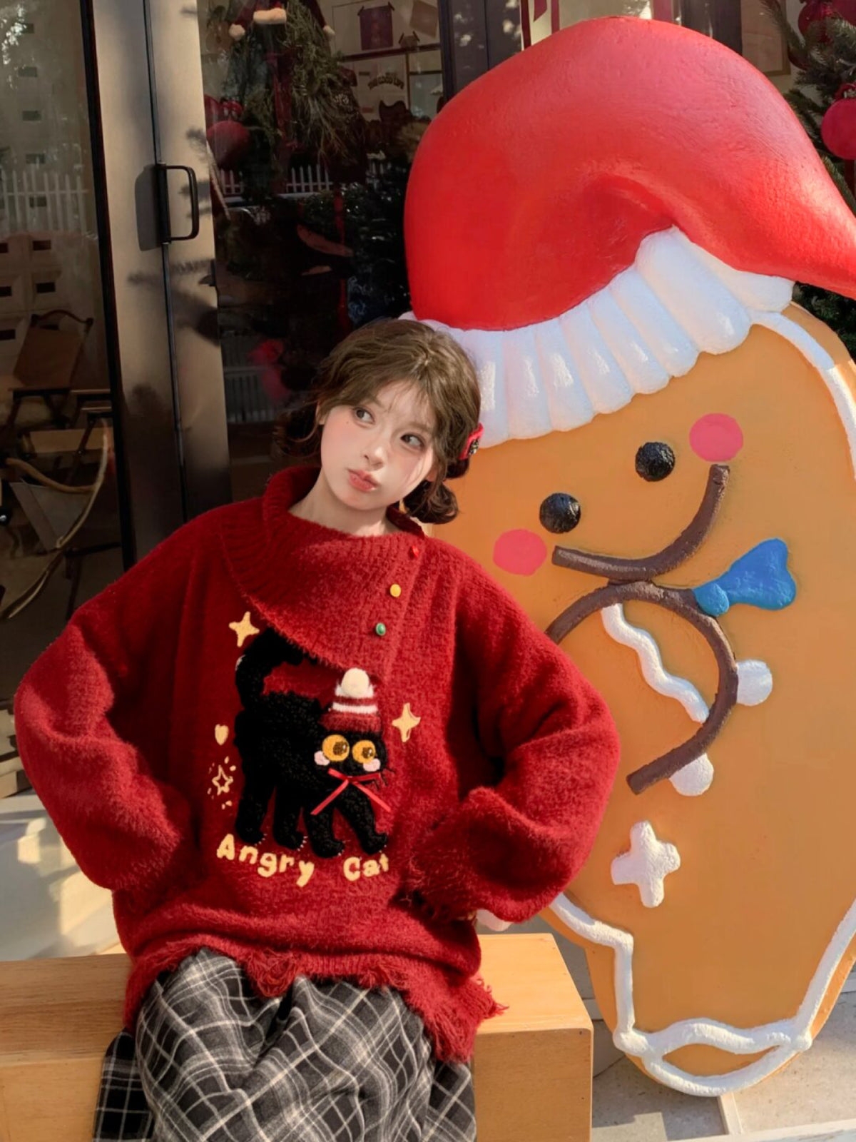 Angry Cat Whimsy Christmas Knit Sweaters-ntbhshop