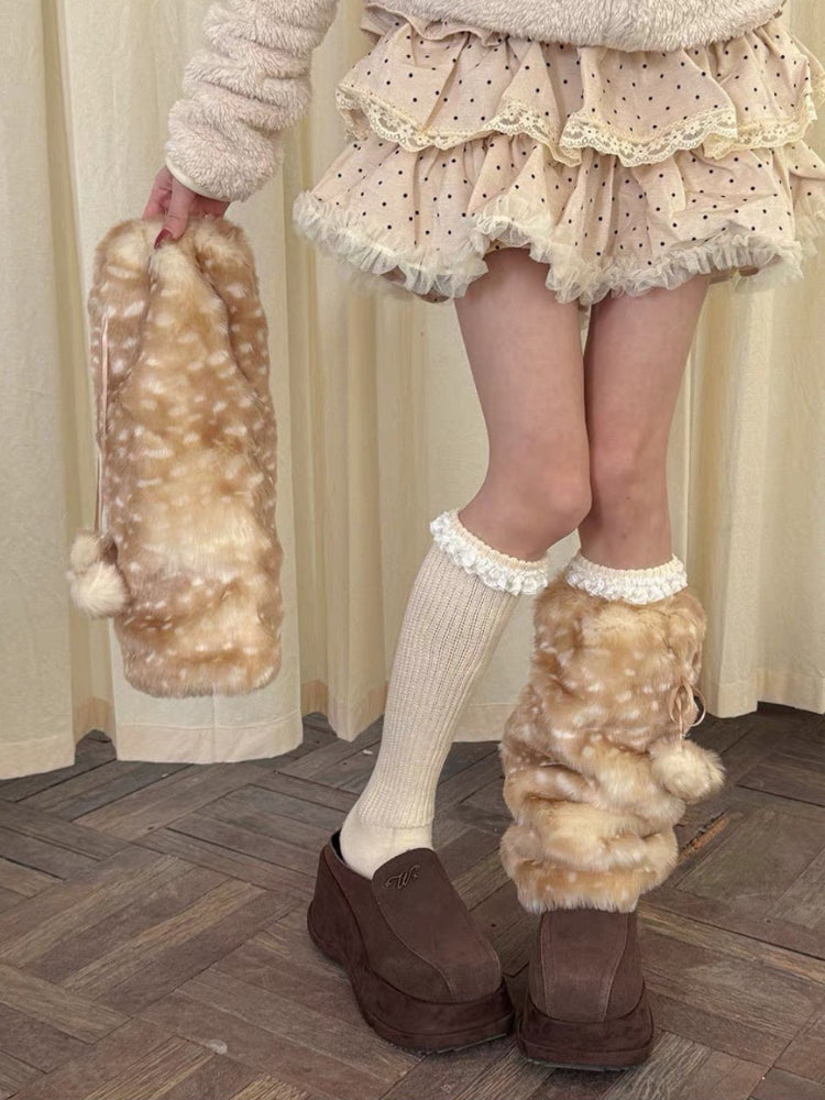 Honey Fawn Fluffy Leg Warmers-ntbhshop