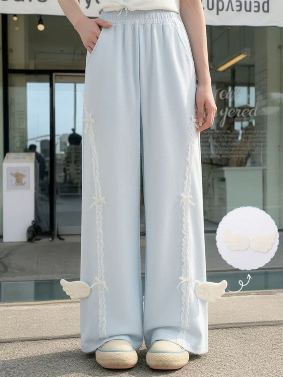 Angel Wing Lace Wide Pants-Bottoms-ntbhshop