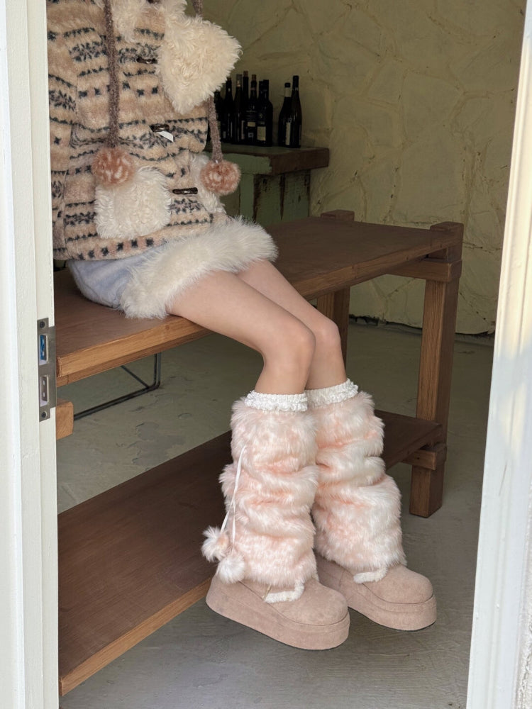 Honey Fawn Fluffy Leg Warmers-ntbhshop