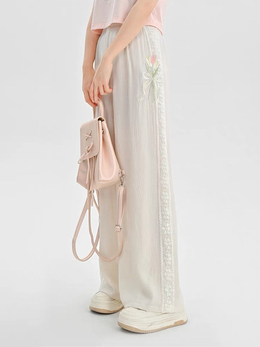 Tulip Breeze Pastel Wrinkled Wide Pants-ntbhshop