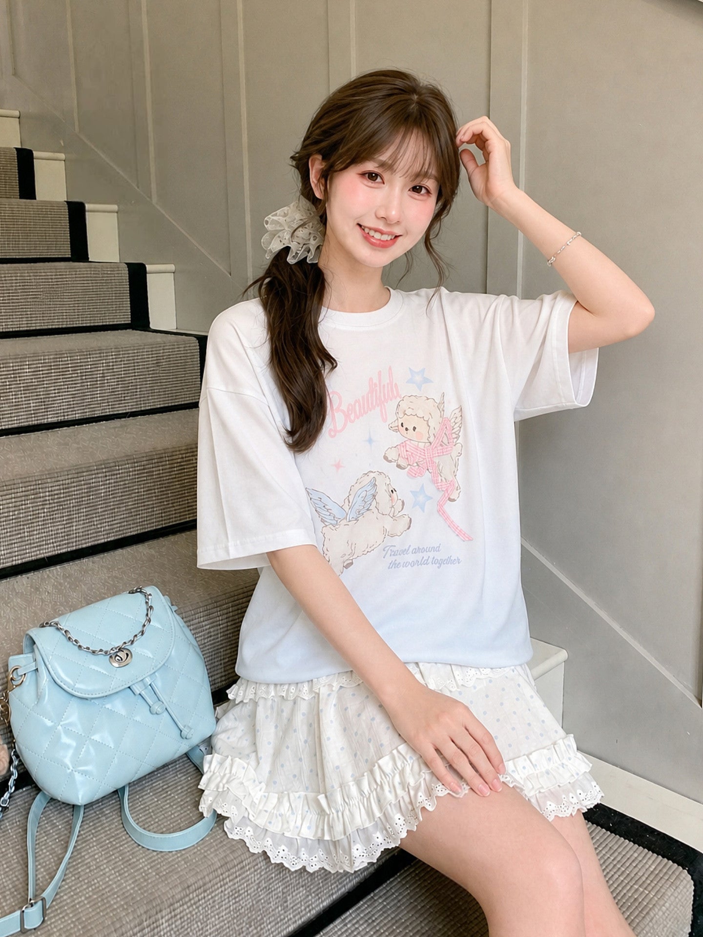 Angel Lamb Gradient Tees-Tops-ntbhshop