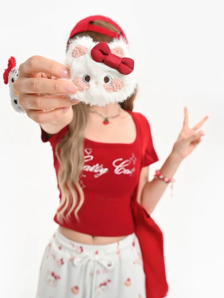 Cherry Kitty Crop Tops-Tops-ntbhshop