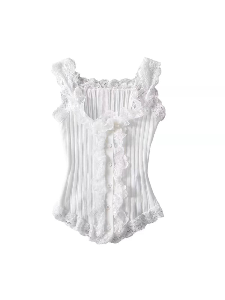 Feminine Lace Knit Camisoles-ntbhshop