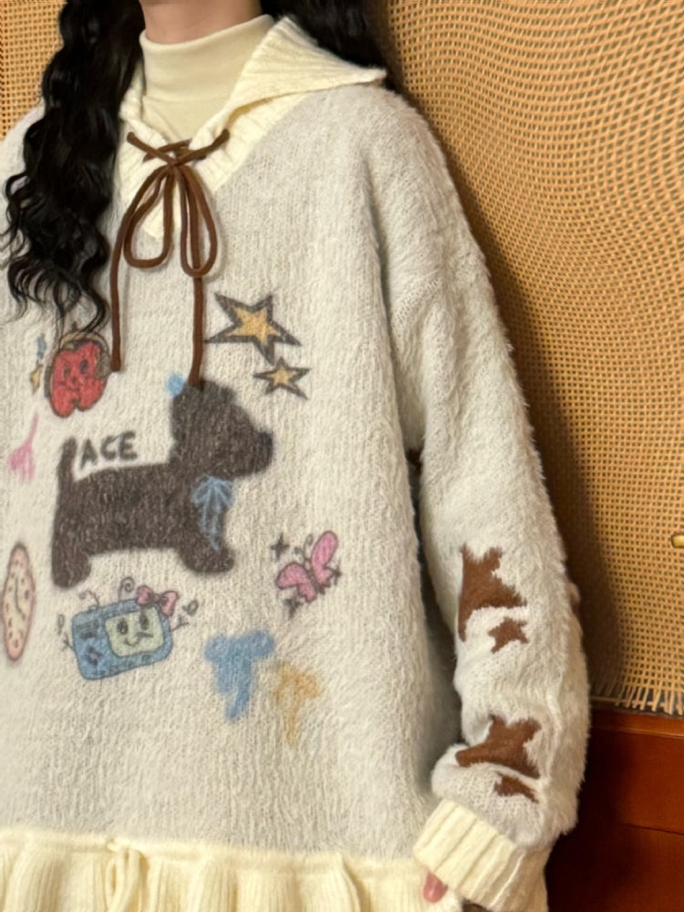 Puppy Love Bow Knit Sweaters-ntbhshop