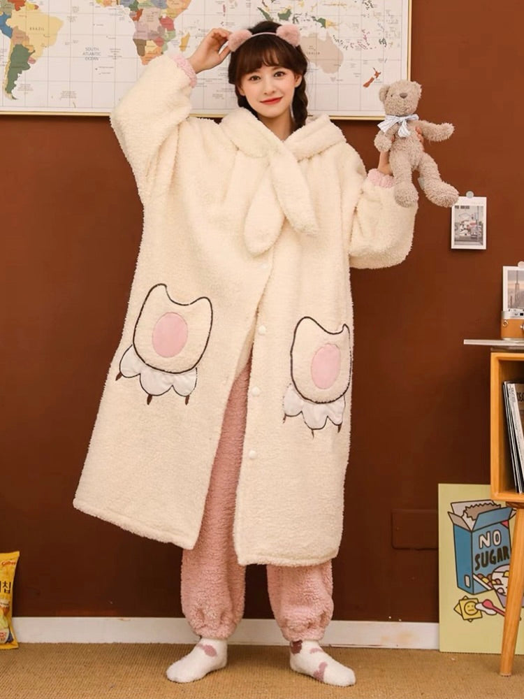Big Paw Cozy Dreamy Winter Fleece Sleepwear Nightgown Sets-ntbhshop