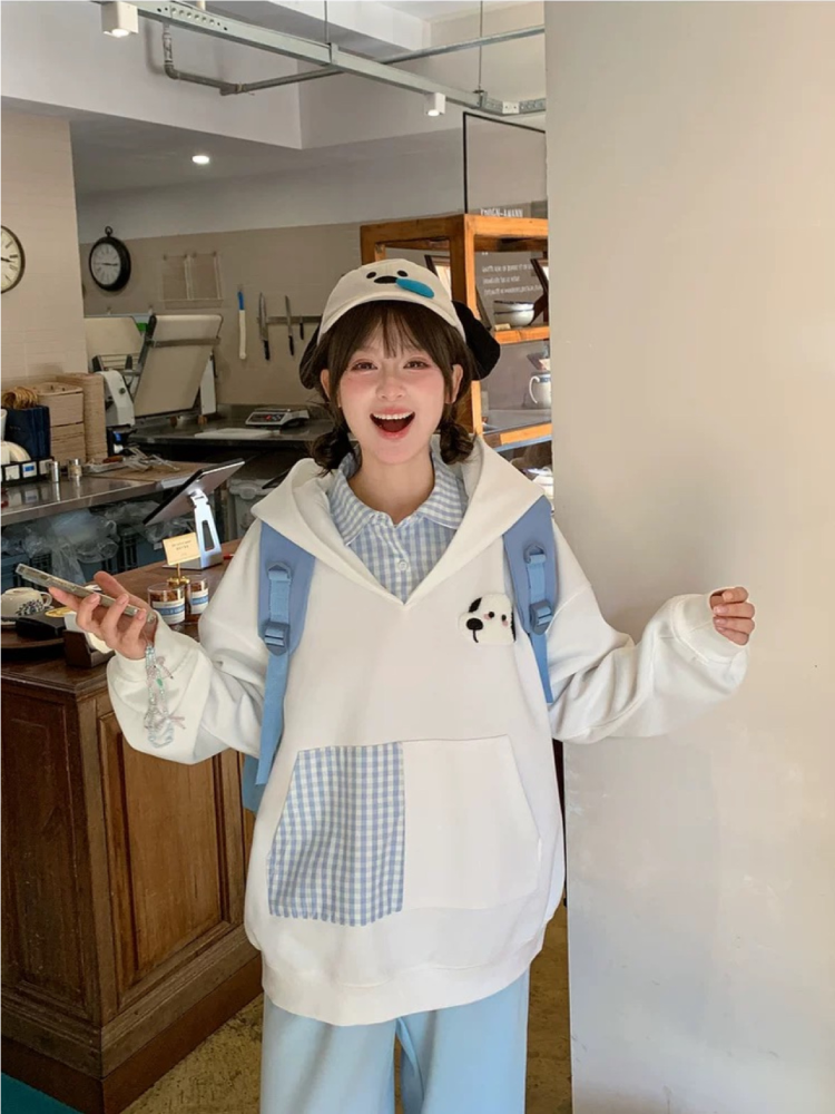 Milk & Paws Puppy Plaid Hoodies-ntbhshop