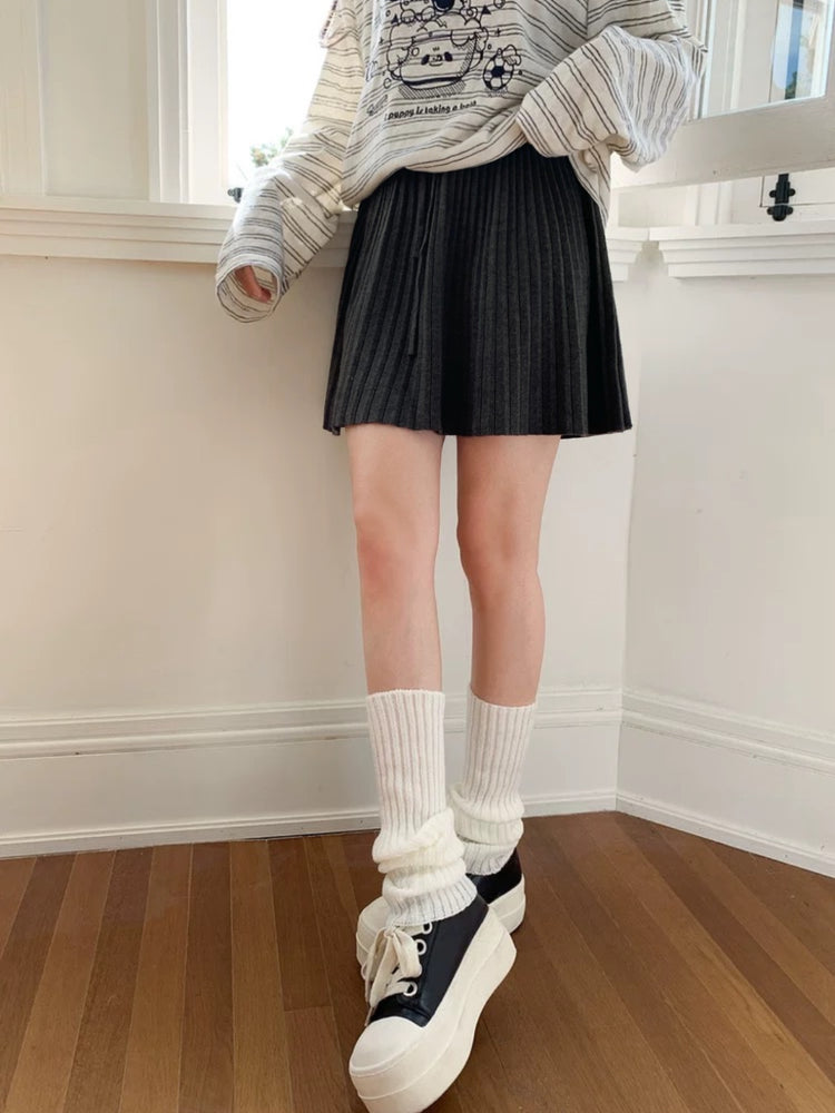 Winter Campus Knit Pleat Skirts-ntbhshop