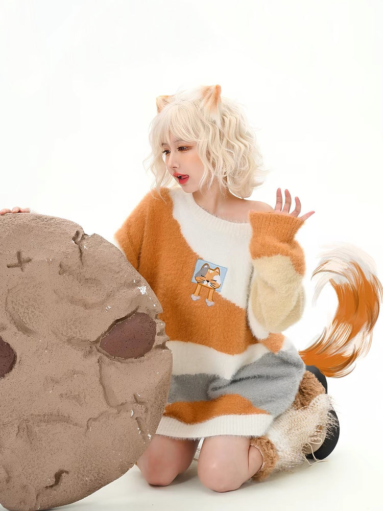 Cat Cubby Fuzzy Sweater-Outerwear-ntbhshop