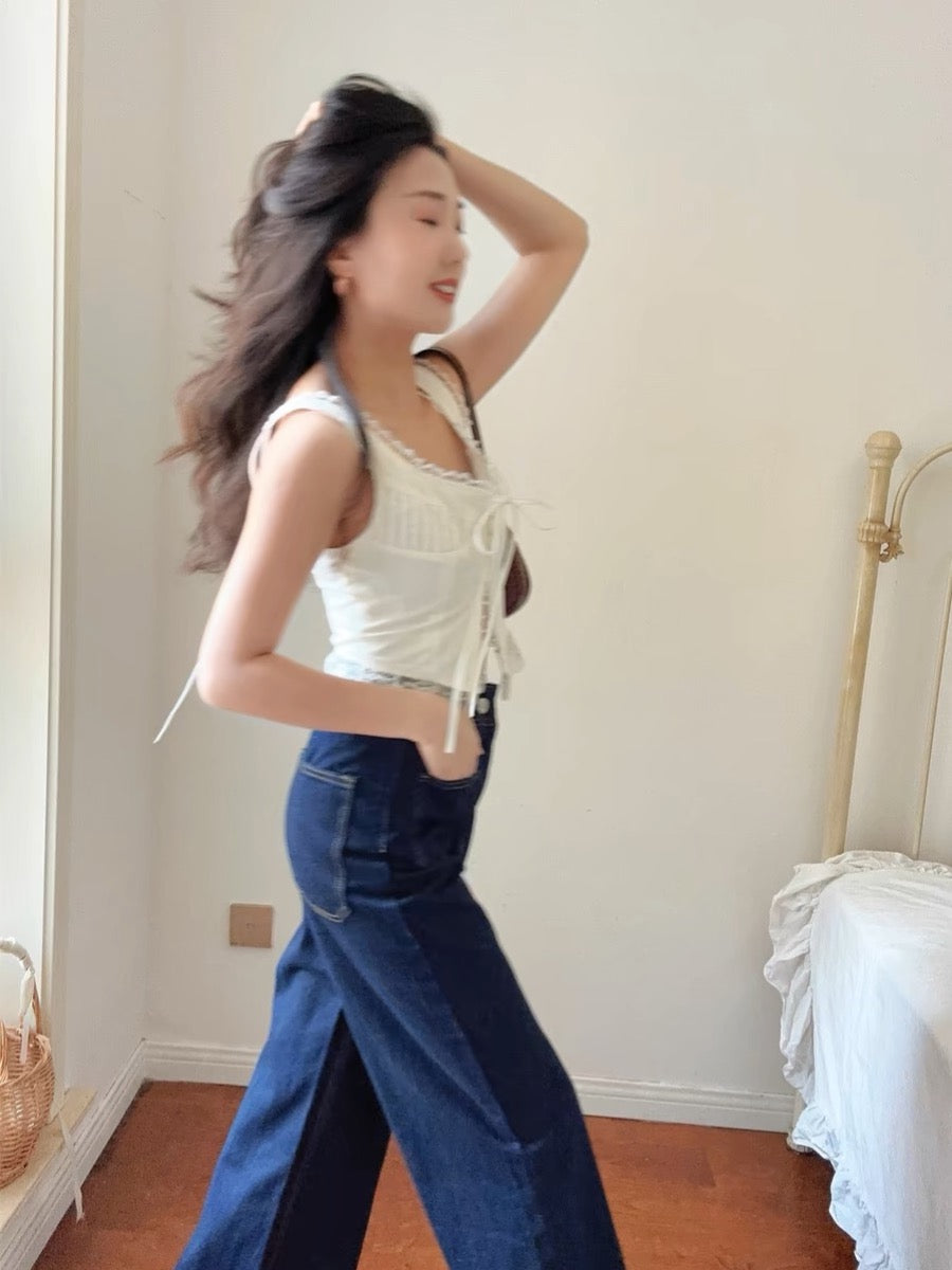 Pure Eclat French Lace Suspender Crop Top-ntbhshop