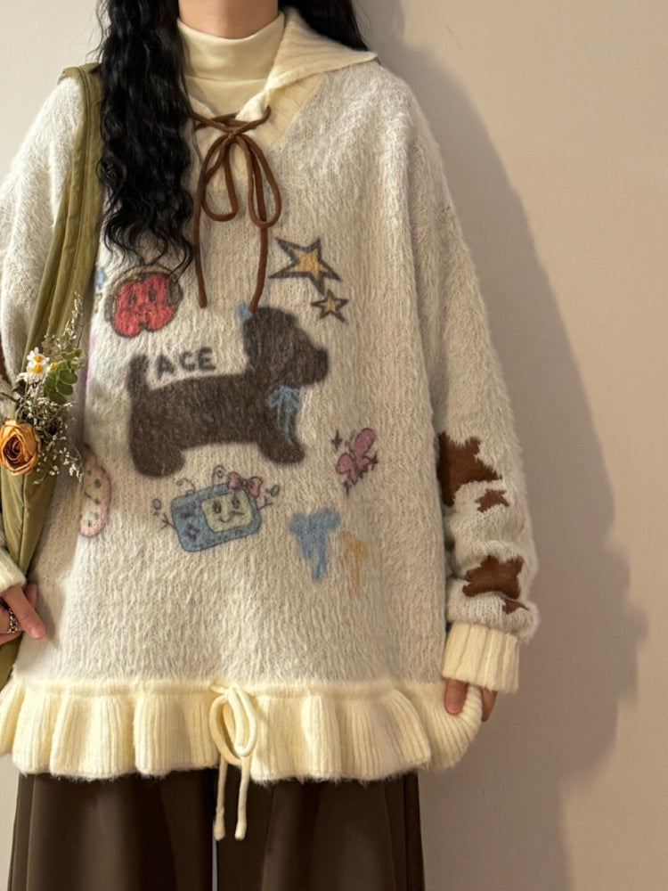 Puppy Love Bow Knit Sweaters-ntbhshop