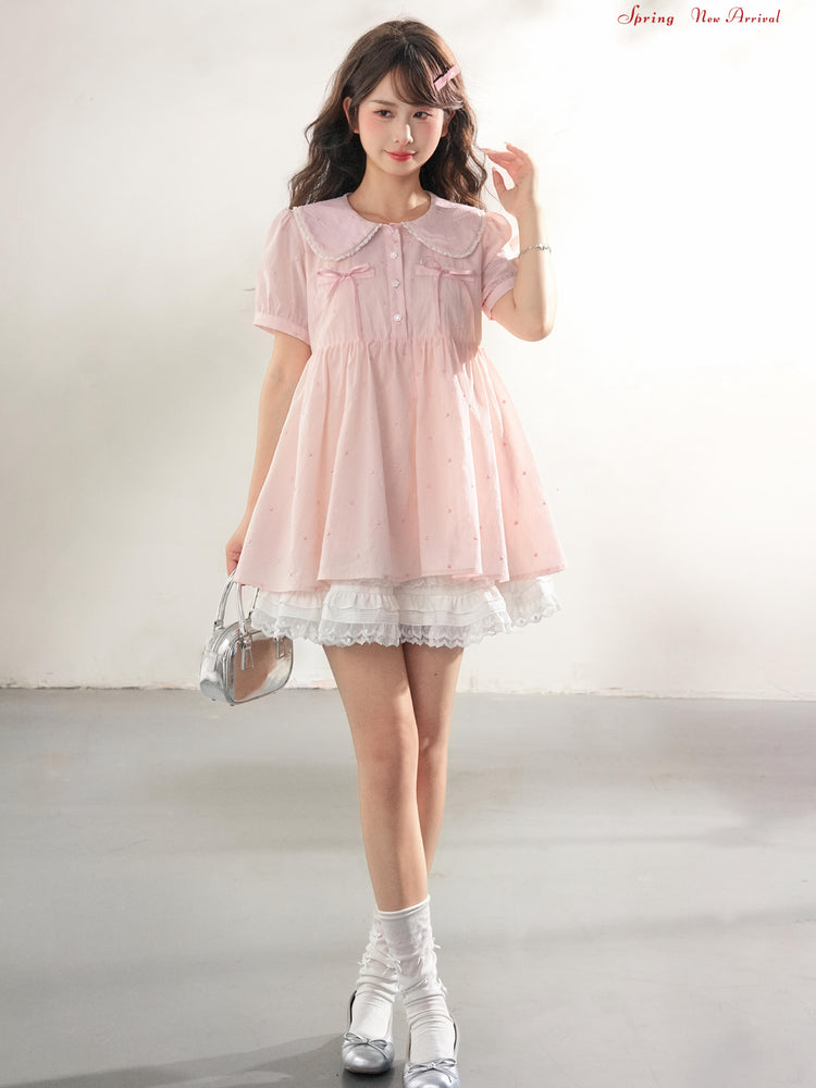 Sweetheart Cotton Babydoll Blouse-Tops-ntbhshop