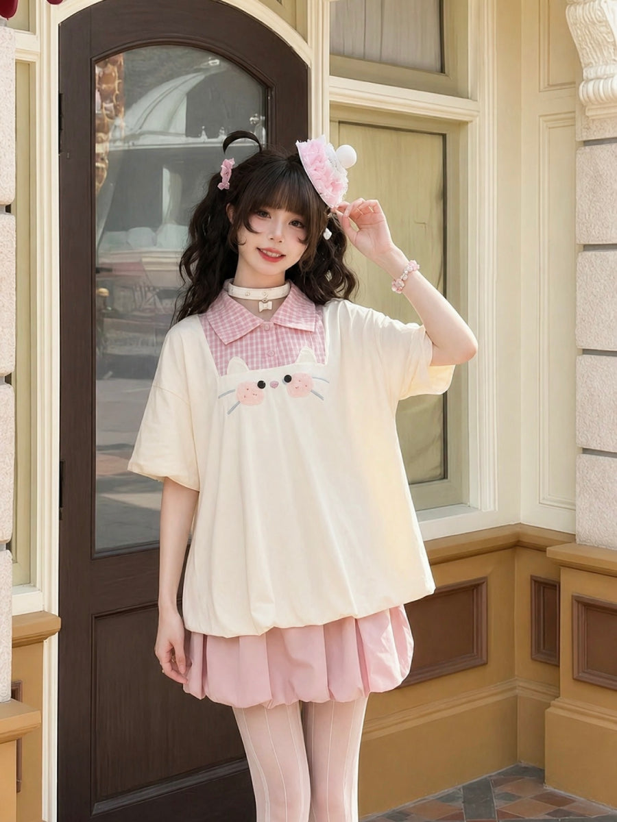 Cookie Cat Bubble Tee-Tops-ntbhshop