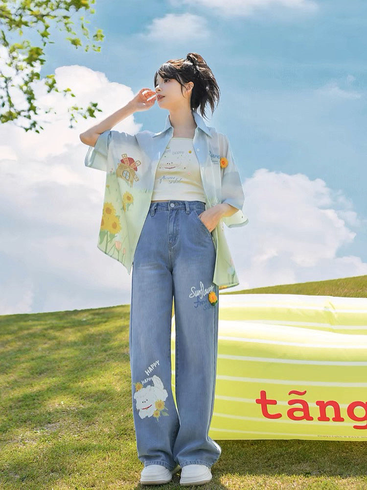 Happy Puppy Printed Short Sleeve Shirt-ntbhshop