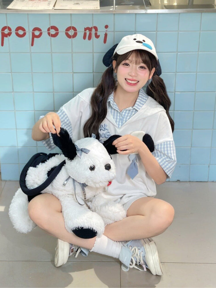 Milk Puppy Plaid Hoodie Tee-Tops-ntbhshop