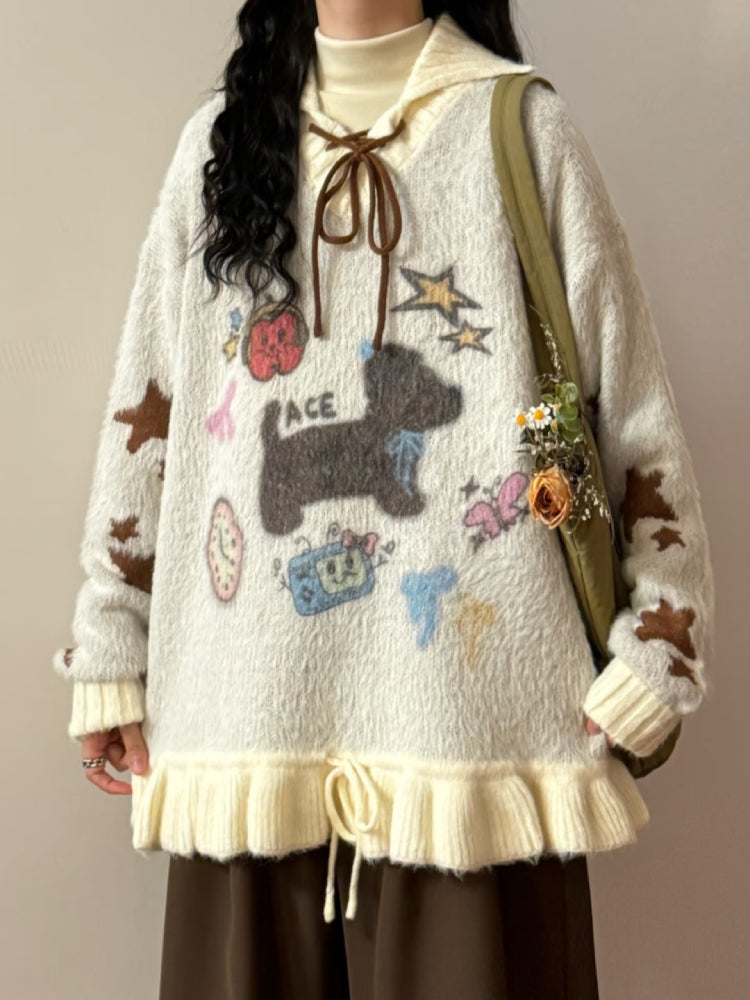 Puppy Love Bow Knit Sweaters-ntbhshop