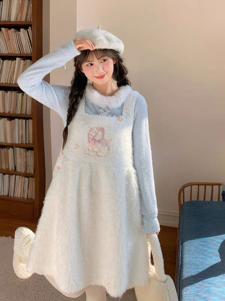 Lamb Plush Pinafore Dresses-Dresses-ntbhshop