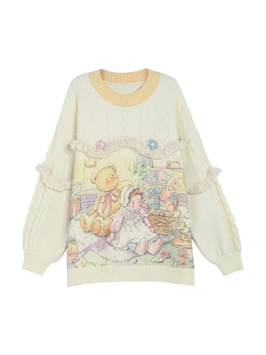 Soft and Cute Family of Bears Pullover Knitted Sweater-ntbhshop