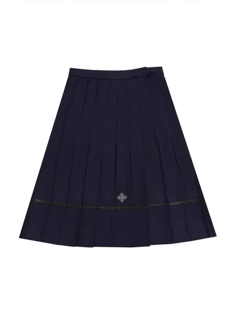 Sakura Petals High-Waist Pleated JK Uniform Midi Skirts-ntbhshop