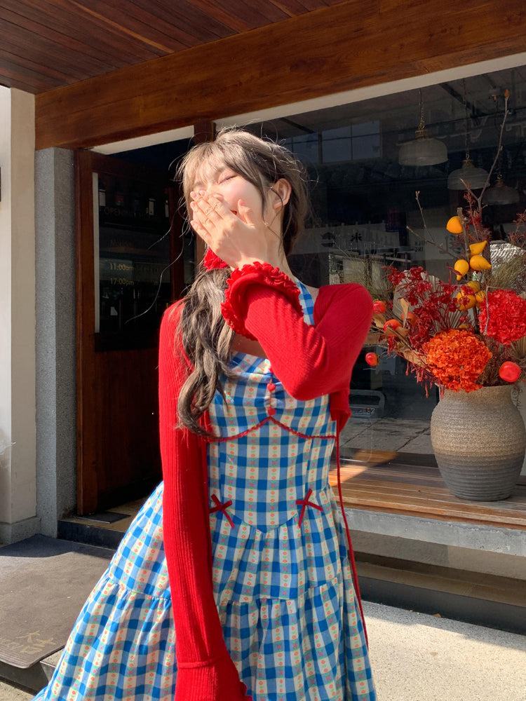 Cherry Cherry Knit Cardigan & Halter Dress-Sets-ntbhshop