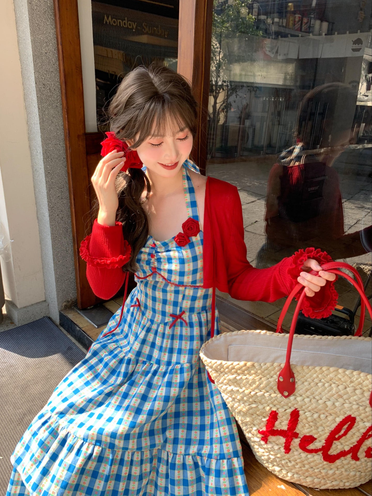 Cherry Cherry Knit Cardigan & Halter Dress-Sets-ntbhshop