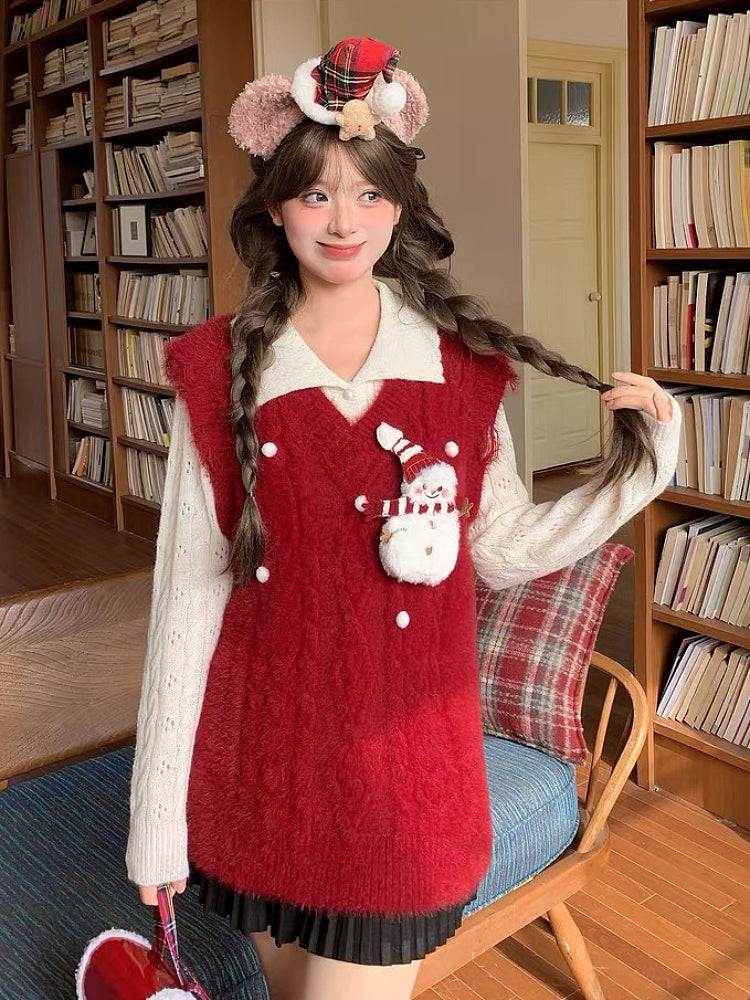Little Snowman Knit Vests-Sets-ntbhshop