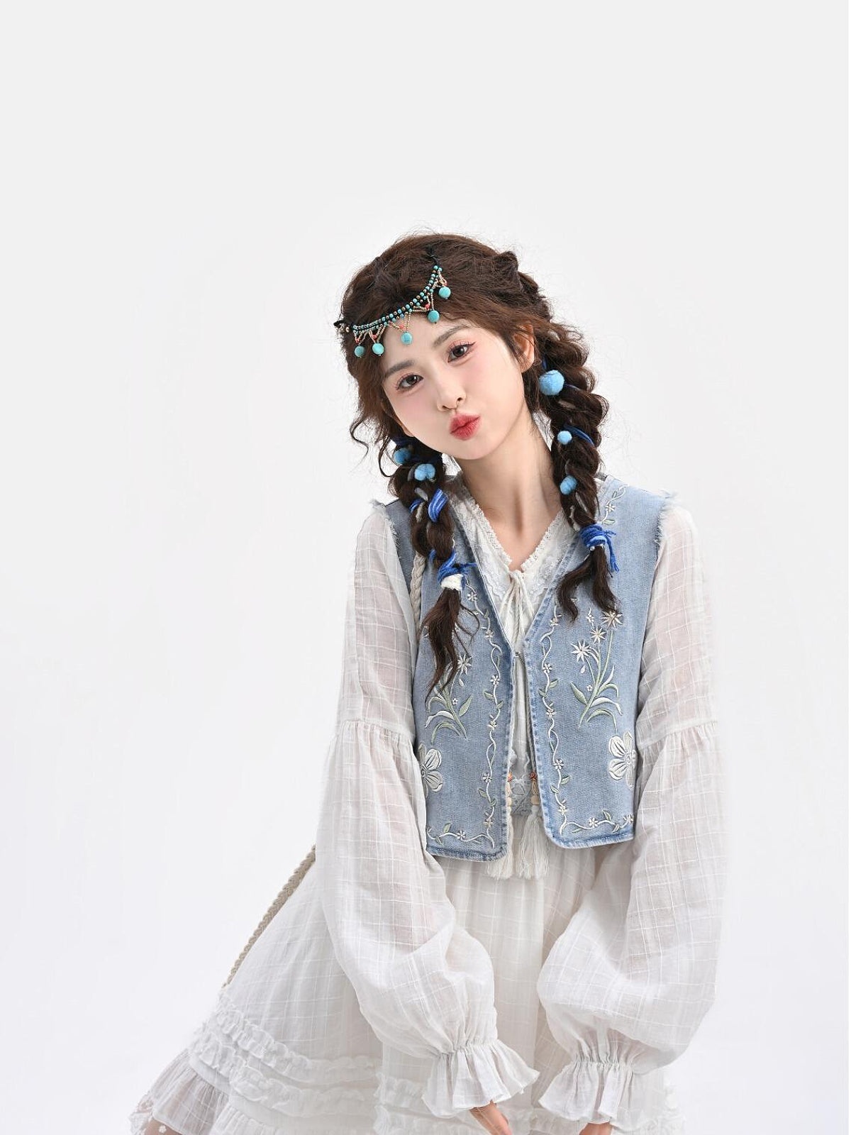 Willow Meadow Denim Vest & Cotton Dresses-Sets-ntbhshop