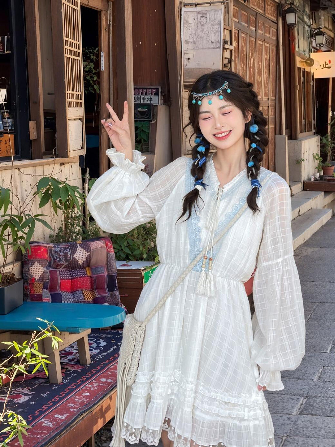 Willow Meadow Denim Vest & Cotton Dresses-Sets-ntbhshop