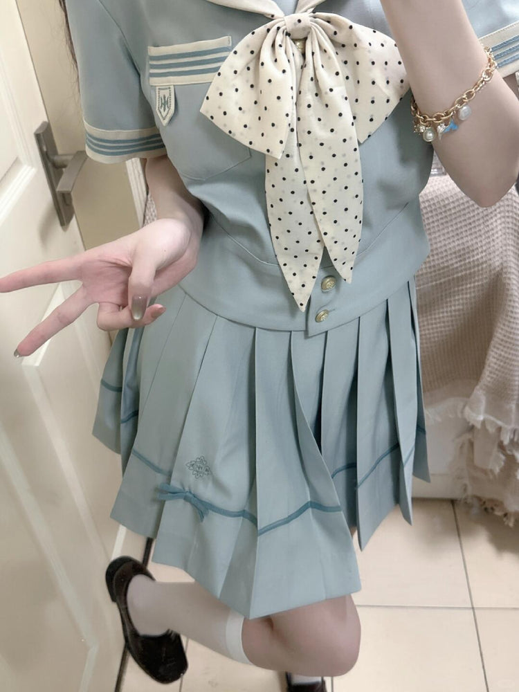 Azure Dream Short Sleeve JK Uniform Blouse-ntbhshop