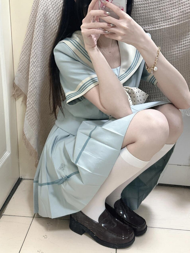 Azure Dream Short Sleeve JK Uniform Blouse-ntbhshop