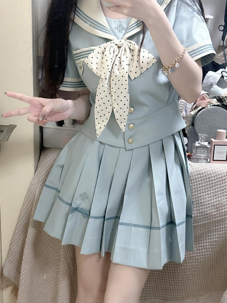 Azure Dream Short Sleeve JK Uniform Blouse-ntbhshop