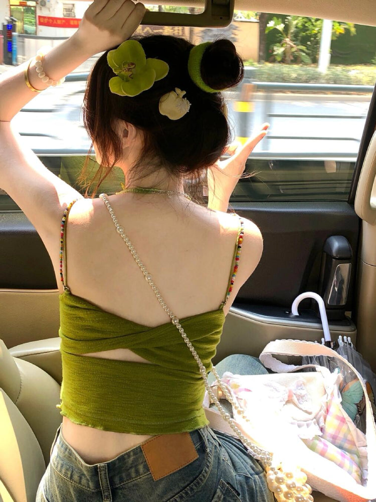 Rainbow Disco Cut-Out Back Bra Camisoles-ntbhshop