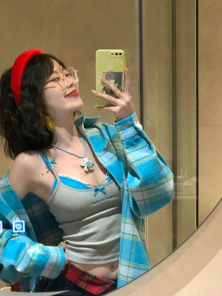 Rainbow Crush Oversize Check Shirts-ntbhshop