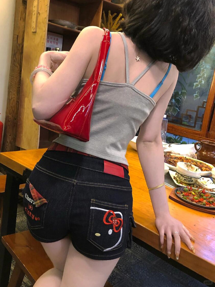 Shibuya Cherry Kitty Denim Hottie Shorts-ntbhshop