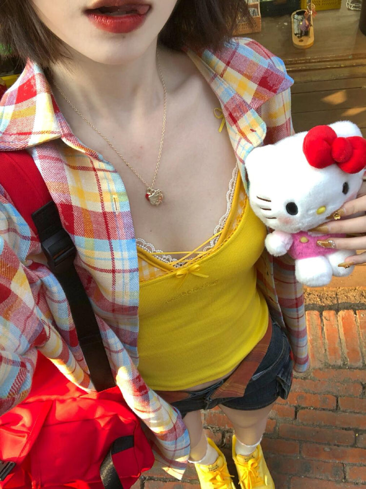 Rainbow Crush Oversize Check Shirts-ntbhshop